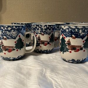 Folk Craft by Tienshen Set of 10 Cabin In The Snow Mugs/Cups
